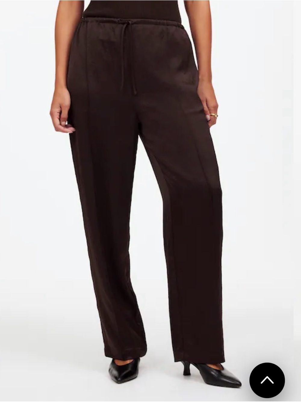 Madewell Dark Brown Straight-Leg Drawstring Pants